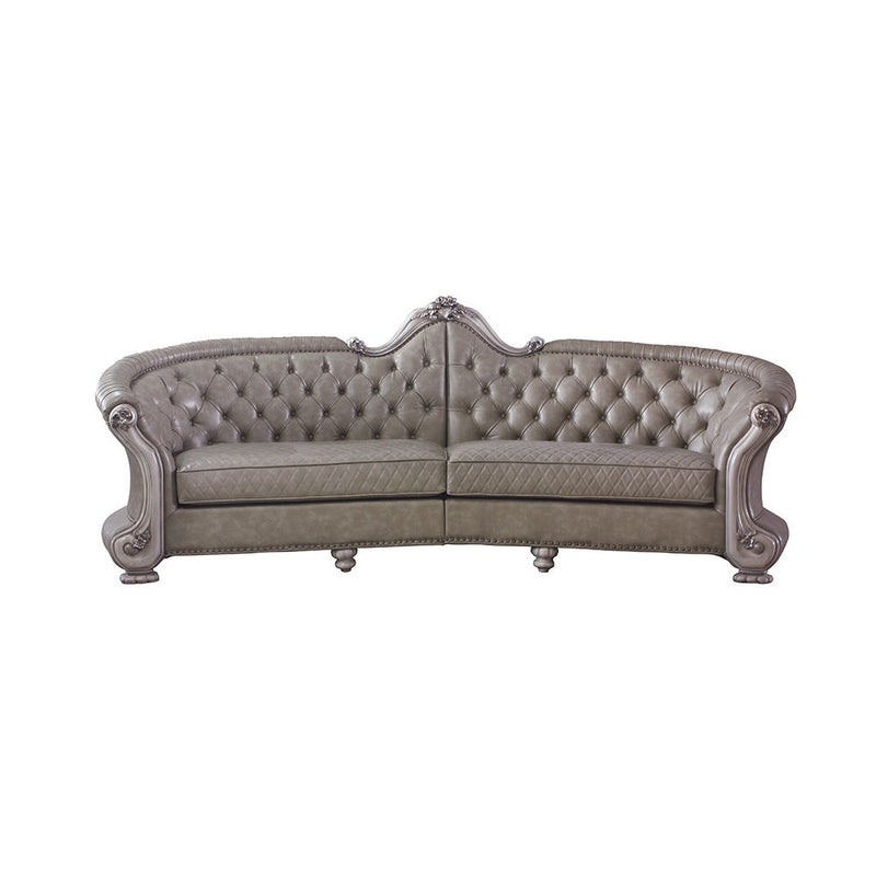 Dresden - 43" Sofa With 5 Pillows - Synthetic Leather & Vintage Bone White - R&R Furniture Gallery (Fountain Valley, CA)