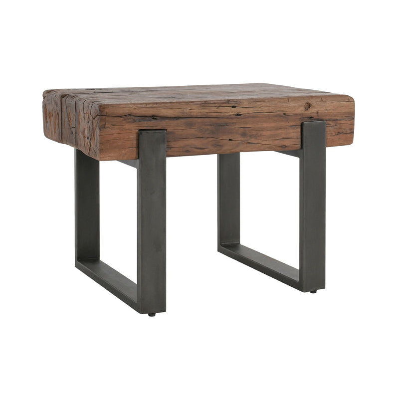 Rustic brown Duarte end table by Classic Home with wood finish and simple design, perfect for living room or bedroom decor.