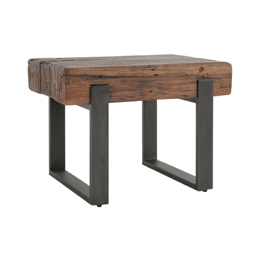 Rustic brown Duarte end table by Classic Home with wood finish and simple design, perfect for living room or bedroom decor.