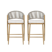 Outdoor 26" Counter Height Metal Frame Counter Stools With Scallop Shaped Backrest & Water Resistant Cushions - R&R Furniture Gallery (Fountain Valley, CA)