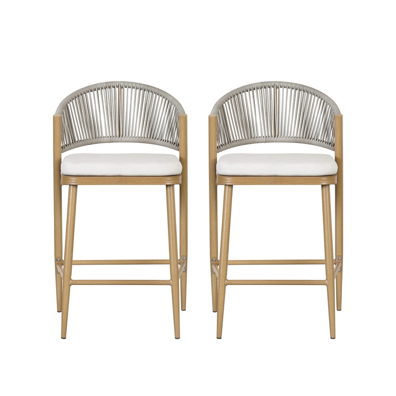 Outdoor 26" Counter Height Metal Frame Counter Stools With Scallop Shaped Backrest & Water Resistant Cushions - R&R Furniture Gallery (Fountain Valley, CA)