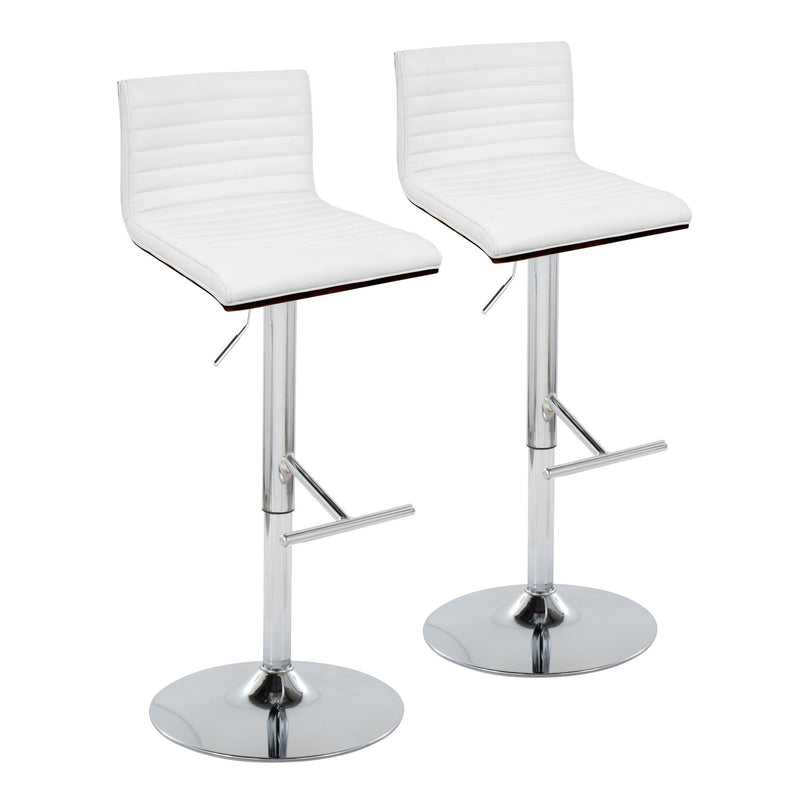 Set of two Lumi Source Mason contemporary adjustable barstools with swivel, straight T-footrest, and modern design.