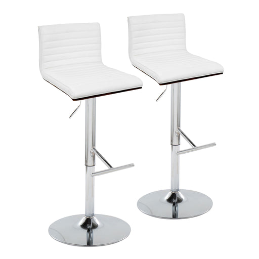Set of two Lumi Source Mason contemporary adjustable barstools with swivel, straight T-footrest, and modern design.
