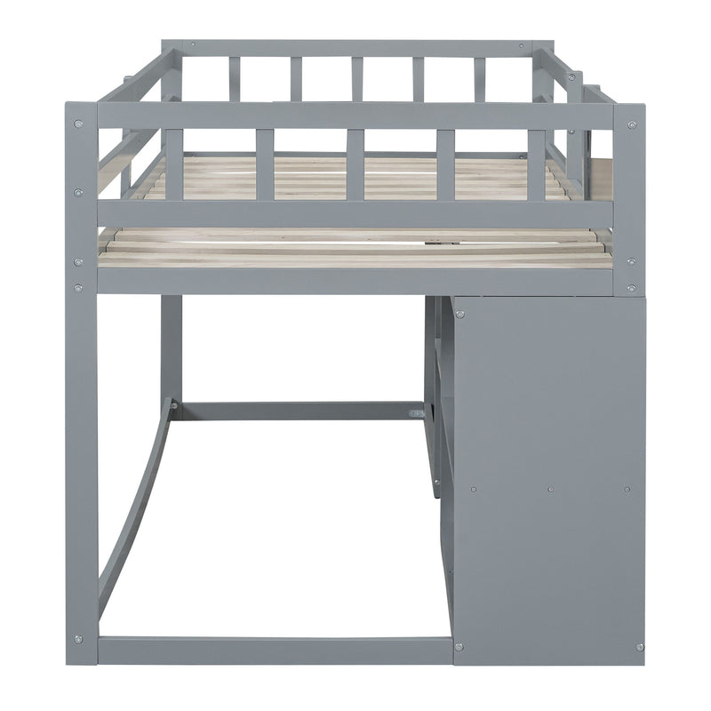 Low Loft Bed With Rolling Desk, Shelf And Drawers - R&R Furniture Gallery (Fountain Valley, CA)