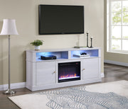 Terra - TV Stand Console With Fireplace - White Walnut - R&R Furniture Gallery (Fountain Valley, CA)