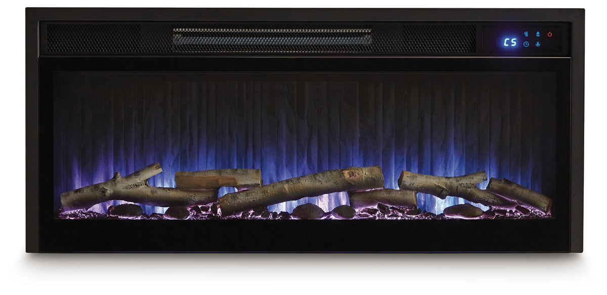 Entertainment Accessories - Fireplace Insert With Faux Birch Log Set - Black - R&R Furniture Gallery (Fountain Valley, CA)