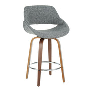 Set of two Lumi Source Fabrico Mid Century Modern counter stools with wooden legs and upholstered seats.