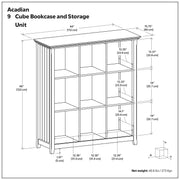 Simpli-Home Acadian handcrafted cube storage organizer with multiple square compartments for versatile home organization
