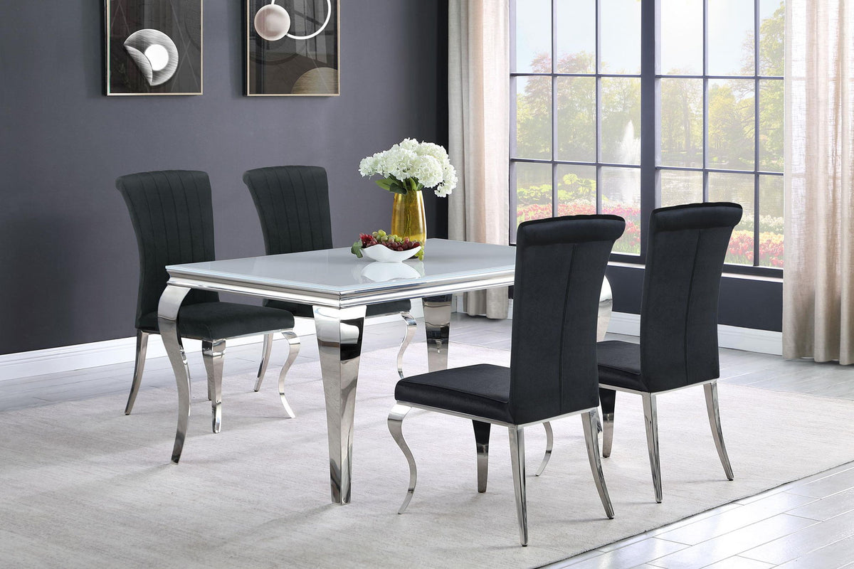 Carone 5-piece 61-inch Rectangular White Glass Dining Set Black