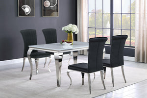 Carone 5-piece 61-inch Rectangular White Glass Dining Set Black
