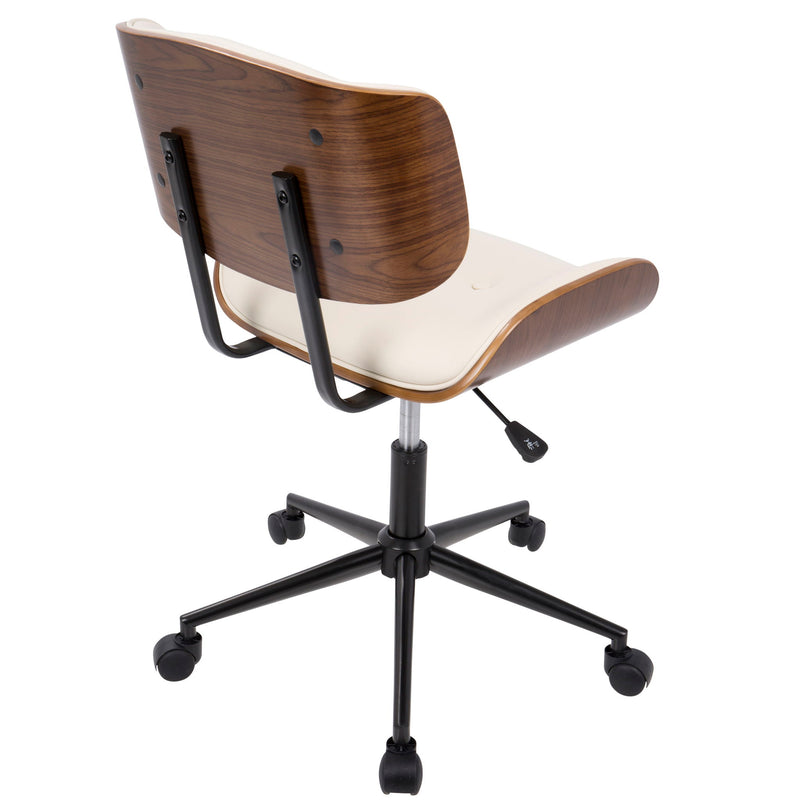 Lumi Source Lombardi mid-century modern adjustable office chair with swivel and cushioned seat in a sleek design.