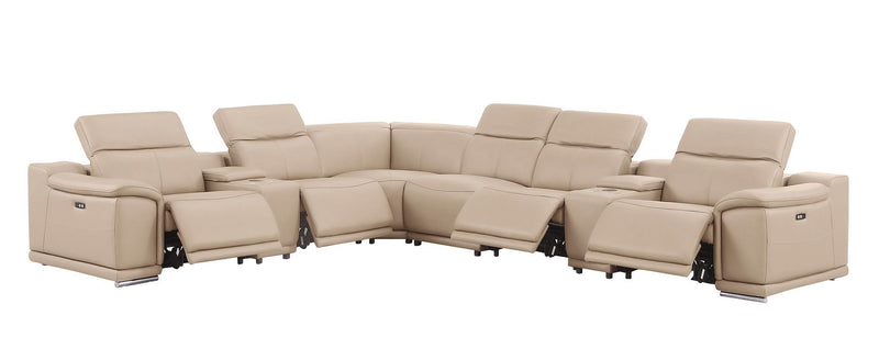 2679 - 8-Piece L-Shaped Power Reclining Sectional In Genuine Leather (4 Recliners)