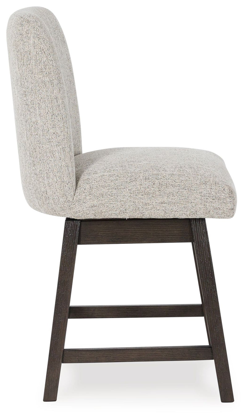 Burkhaus - Upholstered Swivel Barstool (Set of 2) - Beige / Dark Brown - R&R Furniture Gallery (Fountain Valley, CA)