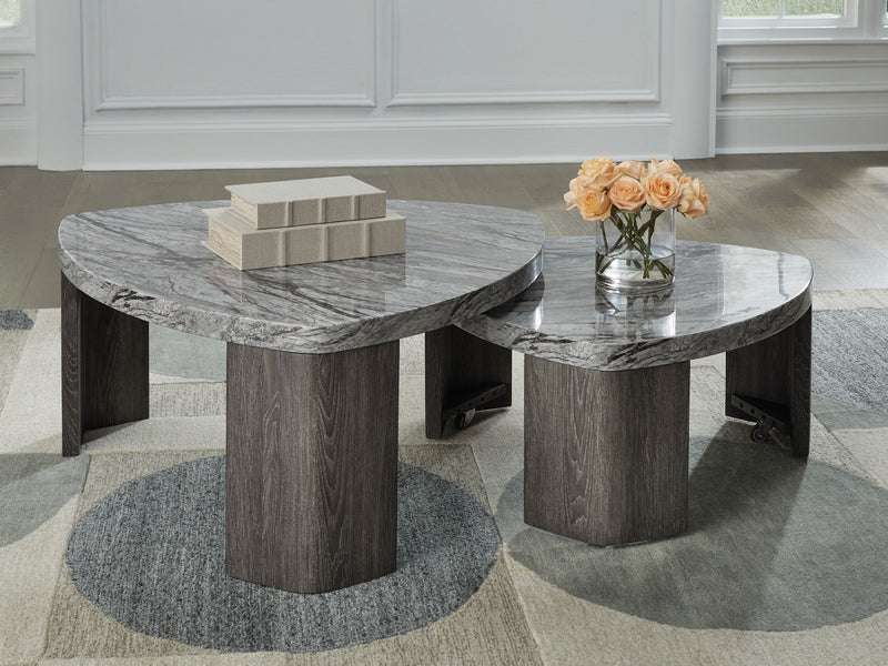 Surmour - Stacked Cocktail Table - Gray / Brown - R&R Furniture Gallery (Fountain Valley, CA)