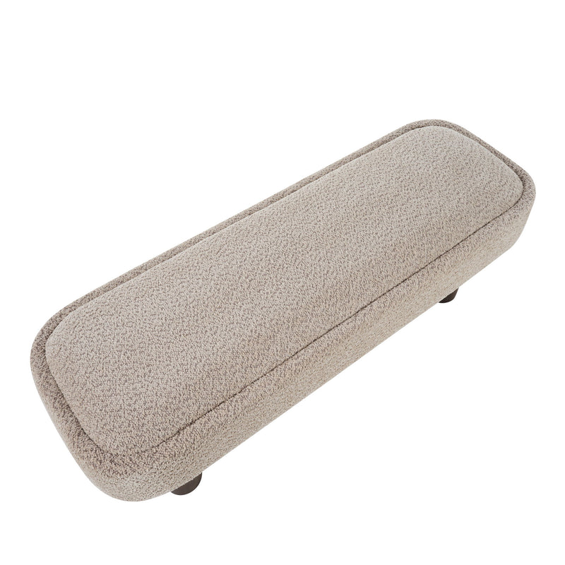 Indoor upholstered dining bench by Noble House with cushioned seat and wooden legs, designed for comfortable dining room seating.