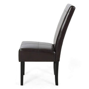 Bonded Leather Upholstered Dining Chair With Solid Wood Legs (Set of 2) - Chocolate - R&R Furniture Gallery (Fountain Valley, CA)