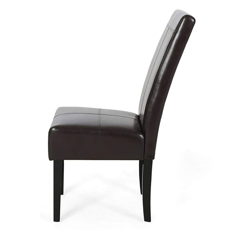 Bonded Leather Upholstered Dining Chair With Solid Wood Legs (Set of 2) - Chocolate - R&R Furniture Gallery (Fountain Valley, CA)
