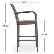 Outdoor Wicker Barstools With Rattan And Iron Frame - R&R Furniture Gallery (Fountain Valley, CA)