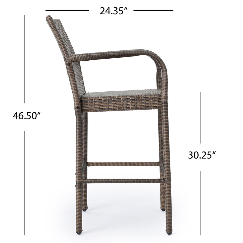 Outdoor Wicker Barstools With Rattan And Iron Frame - R&R Furniture Gallery (Fountain Valley, CA)