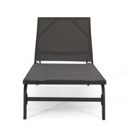 Noble House Finn outdoor chaise lounge with sleek design and cushioned seat for relaxing in the garden or patio.