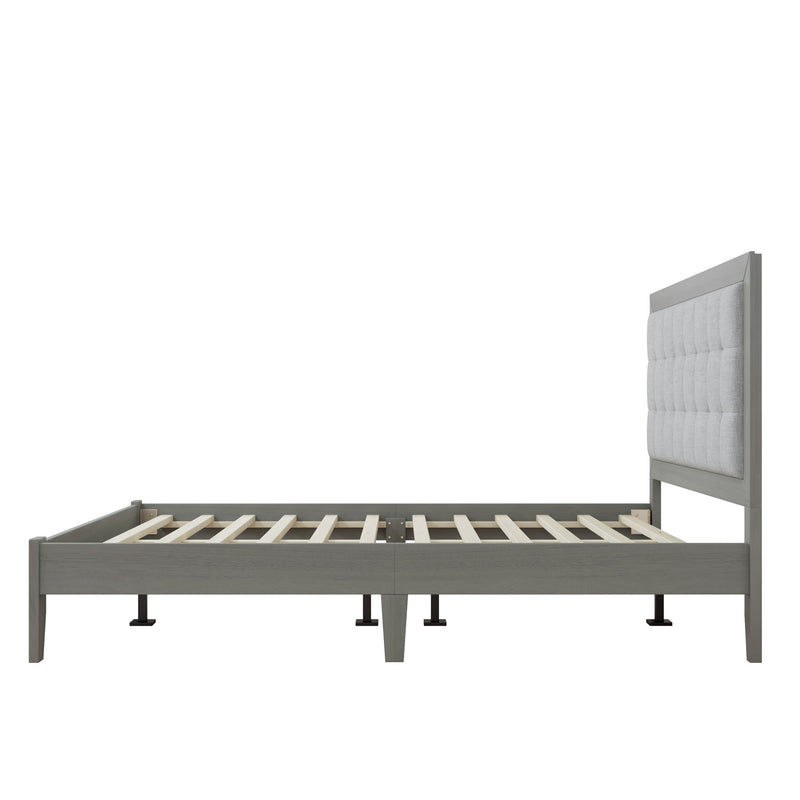 Mid Century Modern Platform Bed With Upholstered Headboard - R&R Furniture Gallery (Fountain Valley, CA)