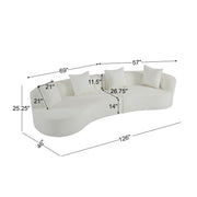 Noble House elegant curved sectional sofa with full foam cushions, showcasing stylish stationary sofa design in a modern living room setting.