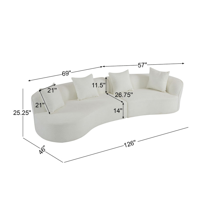 Noble House elegant curved sectional sofa with full foam cushions, showcasing stylish stationary sofa design in a modern living room setting.