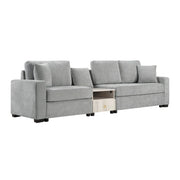 Noble House modular stationary sofa with storage armrest and center console, featuring plush cushions and contemporary design.