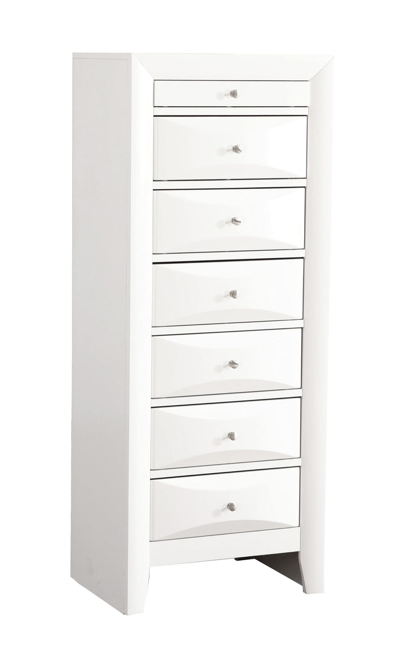 Glory Furniture Marilla 7 Drawer Lingerie Chest with wooden finish and sleek design, featuring multiple spacious drawers for storage.