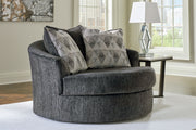 Biddeford - Oversized Swivel Accent Chair - Shadow - R&R Furniture Gallery (Fountain Valley, CA)