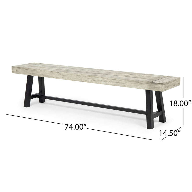 Noble House Carlisle dining bench with wooden legs and upholstered seat, ideal for modern dining room decor