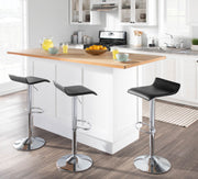 Set of two Lumi Source Ale contemporary adjustable barstools with wooden seats and metal frames, perfect for modern kitchen or bar area.