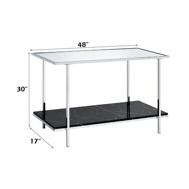Angwin - Console Table - Mirrored, Faux Marble Top & Chrome - R&R Furniture Gallery (Fountain Valley, CA)