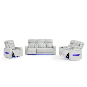 Julian - Power Recliner With Power Headrest And LED Lighting - Silver