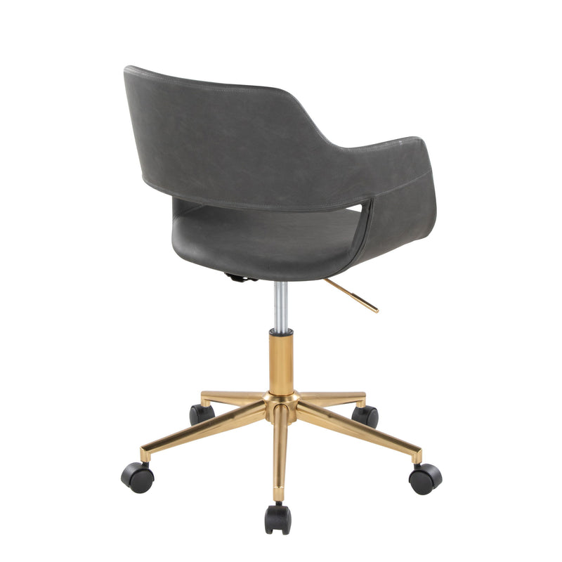 Lumi Source Margarite contemporary task desk chair with black and white upholstery and adjustable height for office use.