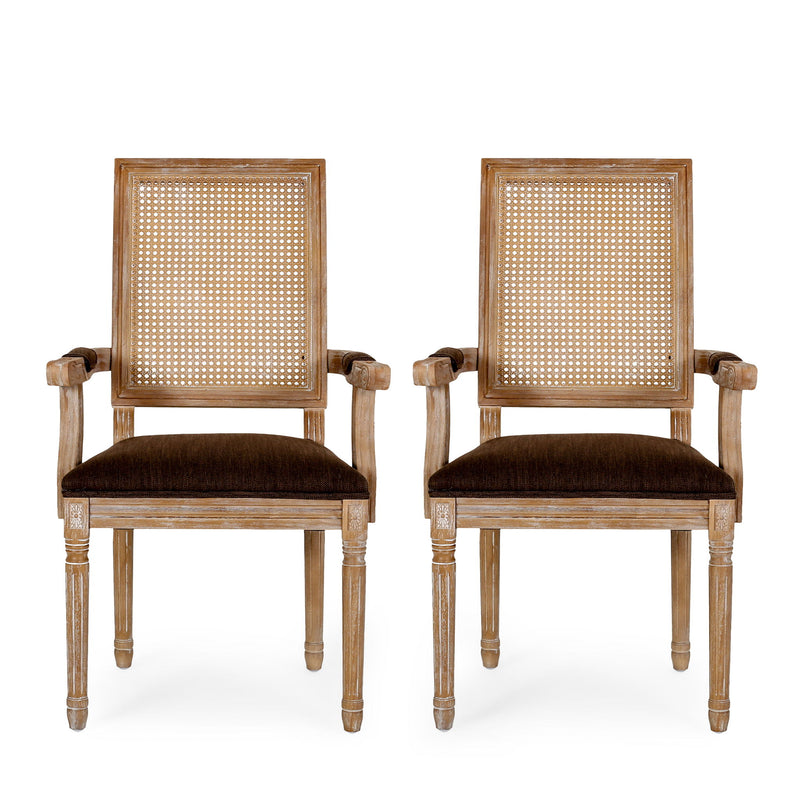 Elegant French Country Style Dining Chair With Cane Backrest - R&R Furniture Gallery (Fountain Valley, CA)