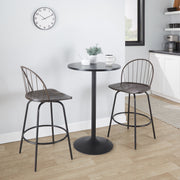 Set of two Lumi Source Riley Claire farmhouse counter stools with swivel and round footrest, featuring fixed height and stylish design.