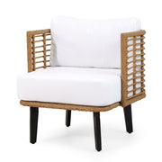 Outdoor Wicker Club Chair With Water Resistant Cushion - Brown - R&R Furniture Gallery (Fountain Valley, CA)