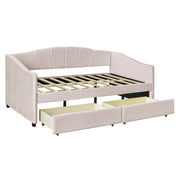 Upholstered Daybed With Two Drawers And Wood Slat - R&R Furniture Gallery (Fountain Valley, CA)
