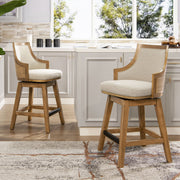 Bahama - Cane High Back Swivel Counter Stool With Recessed Arms Textured Weave - Taupe Beige - R&R Furniture Gallery (Fountain Valley, CA)