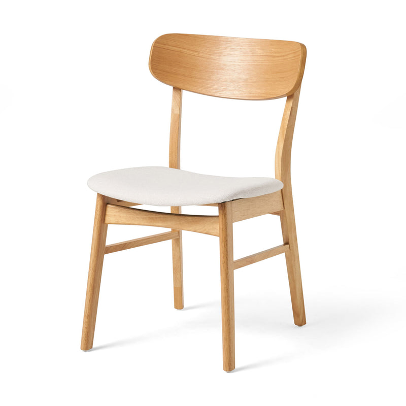 Set of two Noble House dining chairs with cushioned seats, featuring wooden legs and stylish upholstery for comfortable dining.