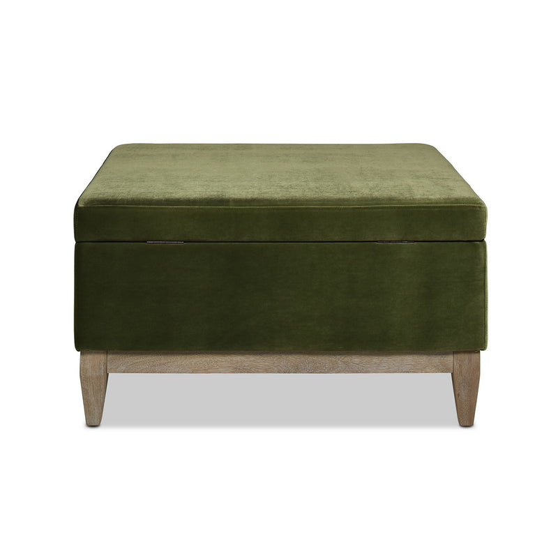 Knox - Square Storage Cocktail Ottoman - Olive Green - R&R Furniture Gallery (Fountain Valley, CA)
