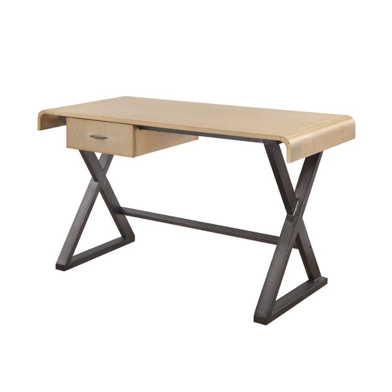 Danton - Executive Writing Desk - Gold Aluminum - R&R Furniture Gallery (Fountain Valley, CA)