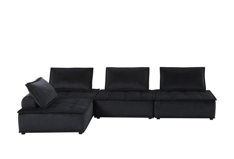 Lilola Home Anna stylish sectional sofa with matching ottoman, stationary sectional furniture in a modern living room setting.