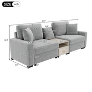 Noble House modular sofa couch with storage armrest and center console, stationary sectional with plush cushions and modern design.