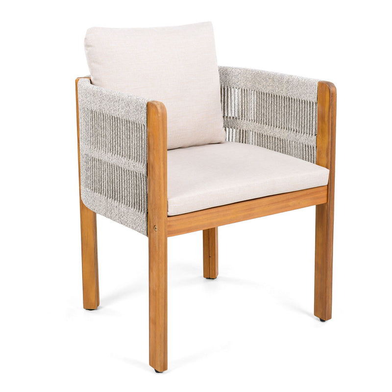 Outdoor Dining Chairs & Rope Handles (Set of 2) - Beige / Teak - R&R Furniture Gallery (Fountain Valley, CA)