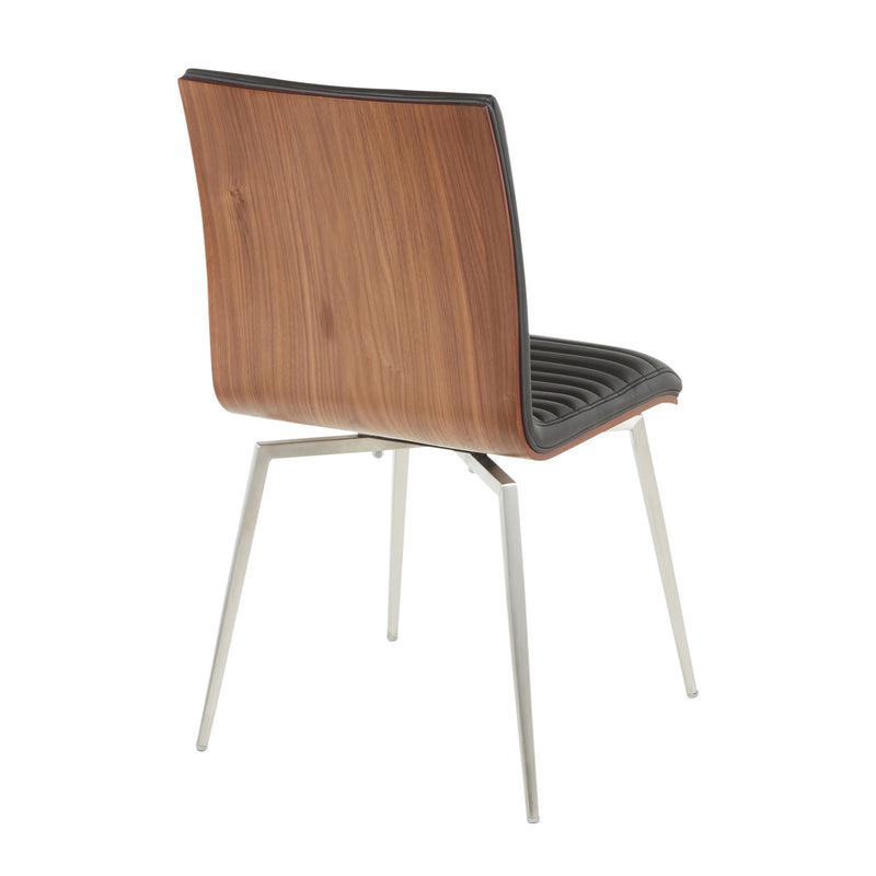 Pair of Lumi Source Mason contemporary dining chairs with swivel bases, featuring modern design and comfortable seating.
