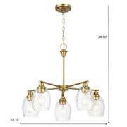 5 Lights Linear Arms With Chain Chandelier - Clear / Gold - R&R Furniture Gallery (Fountain Valley, CA)