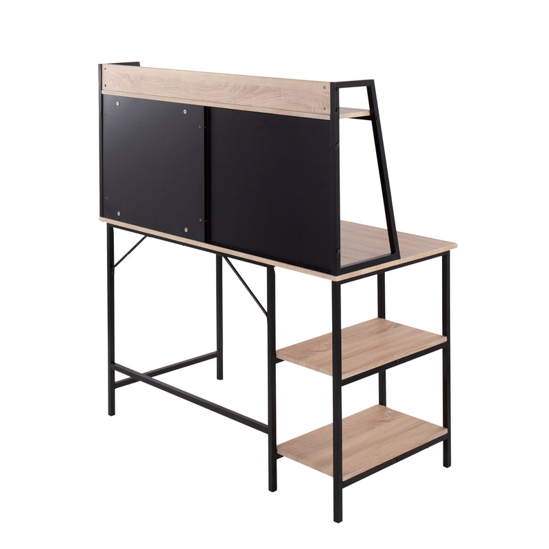 Lumi Source Geo Shelf contemporary lift top desk with geometric design and wood finish, ideal for modern home office or workspace.