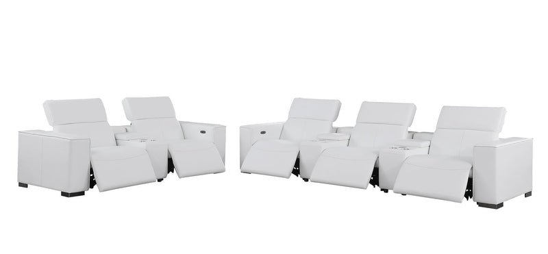 1208 - Modular Leather Sofa Loveseat With 6 Recliners And Power Headrests